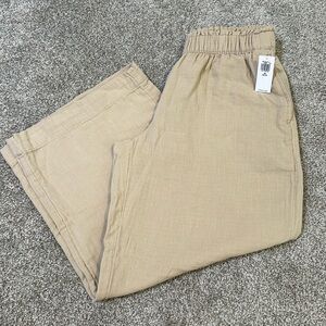 Old Navy Linen Khaki Wide Leg Pants XS